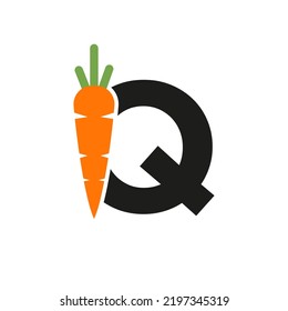 Initial Letter Q Carrot Icon Design Vector Template. Carrot Logo Based Alphabet