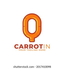 Initial Letter Q Carrot Logo Design Vector. Designed for Web Site Design, Logo, App, UI