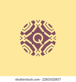 Initial letter Q circle frame unique tribe pattern logo
