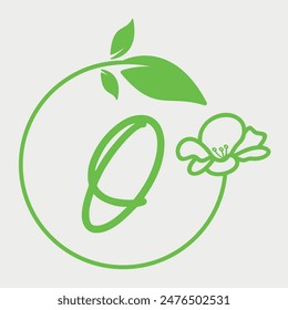Initial Letter Q circle of leaves and flowers logo design. Simple and elegant floral alphabet letter font. Vector Illustration.