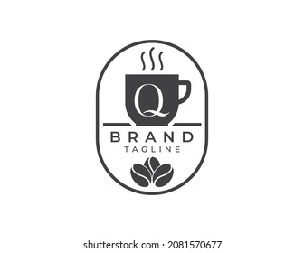 initial Letter Q Coffee Shop Logo. Minimal Coffee House Logo Vector illustrations.