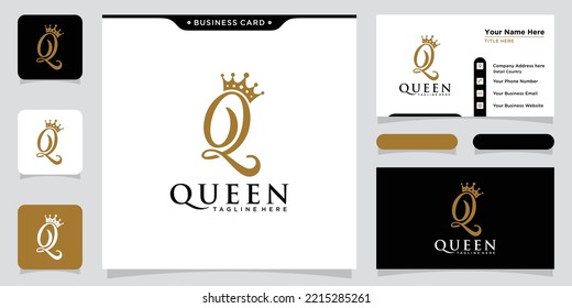 Initial letter Q crown gold luxury elegant vintage logo design.