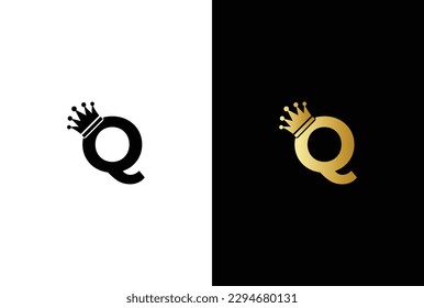 initial letter Q crown logo, king royal brand company logo design vector template