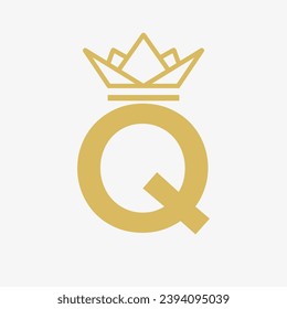 Initial Letter Q Crown Logo. Crown Logo for Beauty, Fashion, Star, Elegant, Luxury Sign