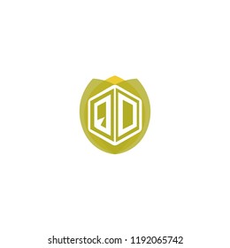 Initial Letter Q, D, QD Hexagonal Shape Logo Design with Leaf, Nature, Ecology, Environment Illustration Icon