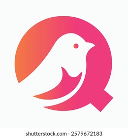 Initial Letter Q Dove Logo Concept For Freedom Symbol Vector Template