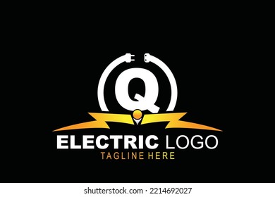 logotipo eléctrico de la letra inicial Q