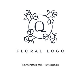 initial letter Q Elegant Flower Logo Vector Design illustrations Template. 
Vector Logo design for natural products, flower shop, cosmetics, Organic, ecology concepts, health, spa