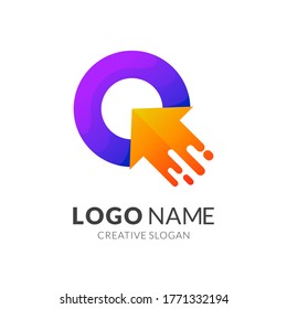 Initial letter Q with fast arrow, simple modern logo style