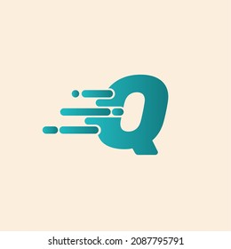 Initial Letter Q Fast Speed Logo Design Template. Drop icon