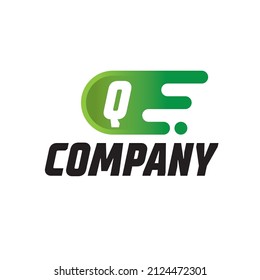 Initial Letter Q Fast Speed Logo Design Template isolated on white background