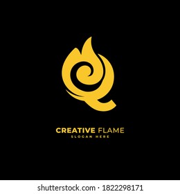 initial letter Q with flame logo vector concept element, letter Q logo with fire burn for company and business