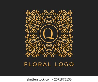 initial letter Q Floral Logo Vector Design illustrations Template. 
Vector Logo design for natural products, flower shop, cosmetics, Organic, ecology concepts, health, spa.