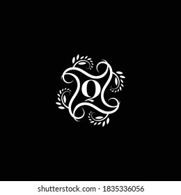 Initial Letter Q Flourish circle monogram logo.