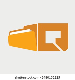 Initial Letter Q Folder Logo. Vector Illustration.