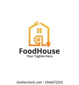 Initial letter Q food house Logo Design Template. Illustration vector graphic. Design concept fork, spoon, letter With house symbol. Perfect for restaurant, cooking business