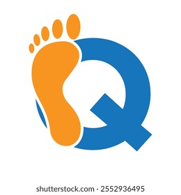 Letra inicial Q pé conceito de design de logotipo para degrau símbolo vetor sinal