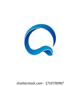 Initial letter Q graphic logo template, wave design concept, isolated on white background.