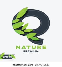 Initial letter Q with green leaf logo vector design template, Perfect for spa, beauty and etc