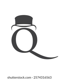 Initial Letter Q Hat Logo Concept For Magic Hat Symbol Vector