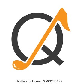 Initial Letter Q Hockey Logo Concept With Hockey Stick Symbol Vector Template