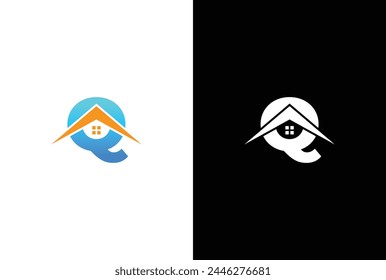 Initial letter Q with house logo icon design vector. letter Q with house logo design template inspiration.