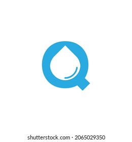 Initial Letter Q Hydro Logo with Negative Space Water drop Icon Design Template Element