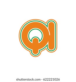 initial letter q and i. qi monogram outline logo