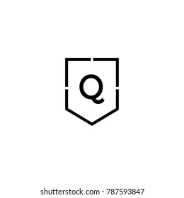 Initial Letter Q Inside simple modern Shield Logo Design Template