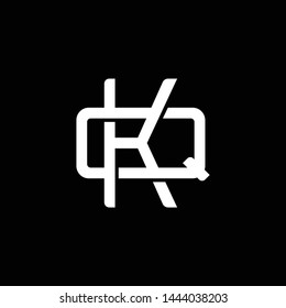 Initial letter Q and K, QK, KQ, overlapping interlock monogram logo, white color on black background