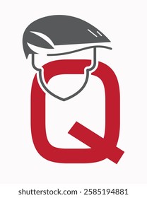 Initial Letter Q Labour Day Logo Concept With Safety Helmet Symbol Vector