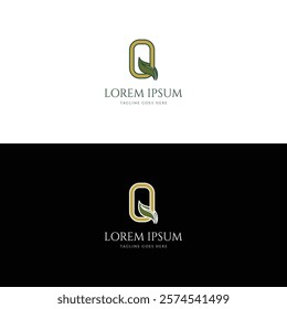 Initial Letter Q with Leaf Leaves Foliage for Nature Herbal Spa or Environment Symbol Illustration Logo Design Vector