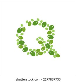 Initial Letter Q Leaf Logo Design Template Icon vector
