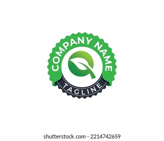 letra inicial Q Leaf logotipo Sello distintivo símbolo símbolo símbolo símbolo símbolo de diseño Elemento de diseño. Herbal, Productos Naturales, Cosméticos, Ecología, Salud, Spa, Logotipo Floral. Plantilla de ilustración de vector