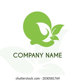 Initial Letter Q with Leaves for Green Nature, Environment, Eco Friendly, Agriculture, Gardening, Lawn Service Company Logo Design Concept