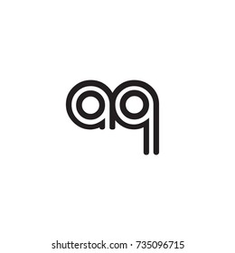 Initial letter a q, linked outline rounded lowercase, monogram black