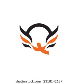 Initial Letter Q Logo. Abstract Q letter modern initial lettermarks logo design. letter q and wings logo vector
