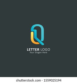 initial letter q logo with blue yellow gradation style