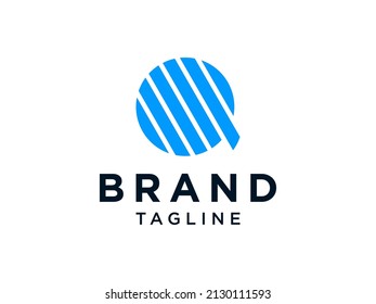Initial Letter Q Logo. Blue Ellipse Style Linked with Dot Liquid isolated on White Background. Usable for Business and Technology Logos. Flat Vector Logo Design Template Element.