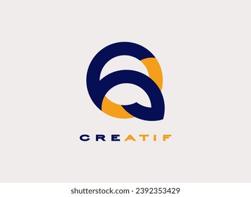 Initial letter Q logo blue and yellow. Simple vector design template of letter Q. 