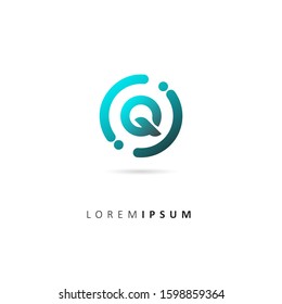 Initial Letter Q Logo with Circle Element. Design vector illustration circle logo template