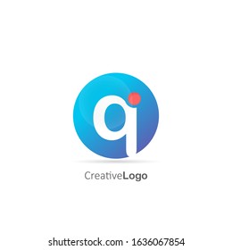 Initial Letter Q Logo with Circle and dot. Design Vector Logo Template 