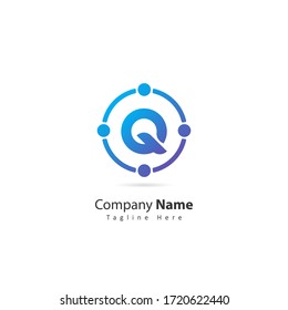 initial letter Q logo with circle and dot element. design vector illustration people logo. logo for company. icon