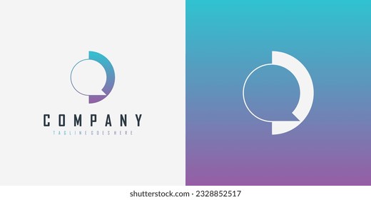 Initial Letter Q Logo with Circle isolated on Double Background. Usable for Business and Branding Logos. Flat Vector Logo Design Template Element.