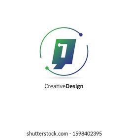 Initial Letter Q logo Connected circle symbol. Design Template Element