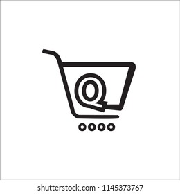 Initial letter Q logo design on shopping cart icon