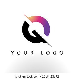 Initial Letter Q Logo Design With Creative Lines and Swosh in Purple color vector template