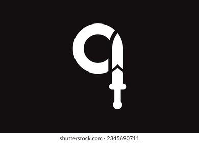 Plantilla de diseño del logotipo de la letra inicial q en fondo negro