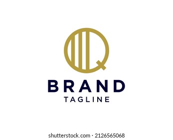 Initial Letter Q Logo. Gold Linear Rounded Style isolated on White Background. Usable for Business and Technology Logos. Flat Vector Logo Design Template Element.