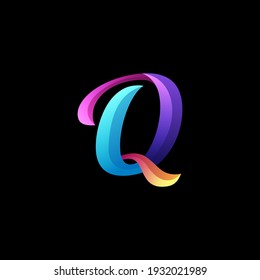 initial letter q logo with gradient vibrant colorful glossy